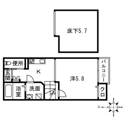 EFIL-DⅡ(1K/2階)の間取り写真