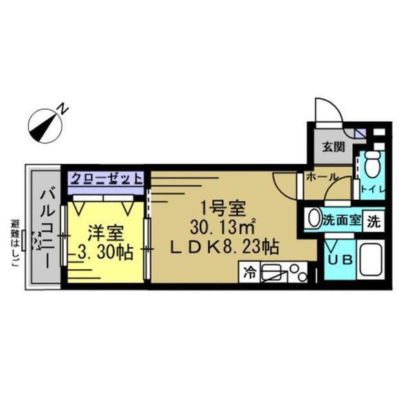エージェイ南柏サウス1(1LDK/1階)の間取り写真