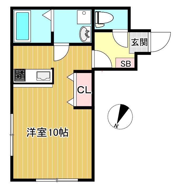 パティオ長嶺(ワンルーム/2階)の間取り写真