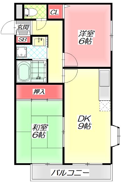 クレールコート(2DK/2階)の間取り写真