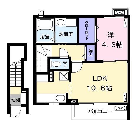 地下鉄東山線 八田駅(ＪＲ) 徒歩4分 2階建 築16年(1LDK/2階)の間取り写真