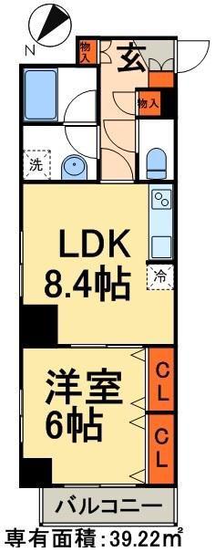 L.Oマンション(1LDK/4階)の間取り写真