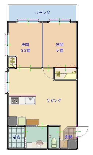CASTLE2(2LDK/3階)の間取り写真