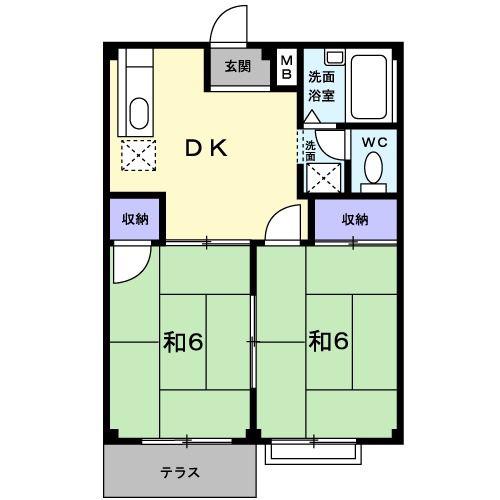 エルディム蘭(2DK/2階)の間取り写真