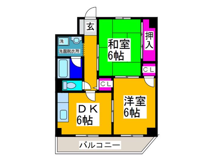 エレガンスキレ(2DK/2階)の間取り写真