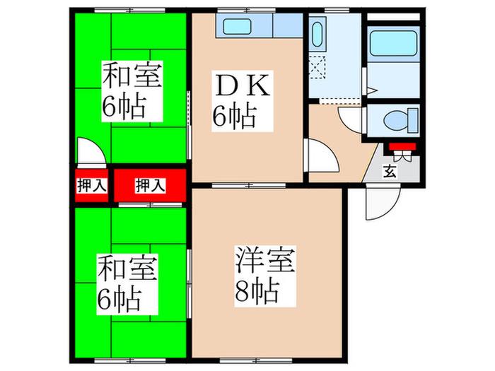 フレグランス大野(3DK/1階)の間取り写真