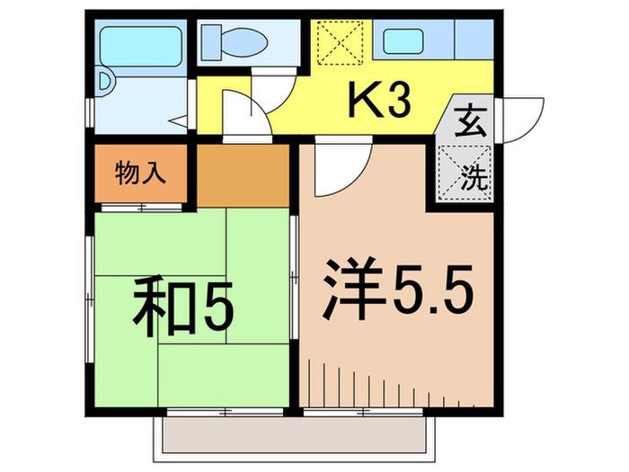ユタカフォレスト(2K/1階)の間取り写真