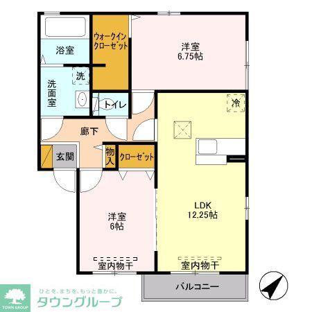 オルテンシア II(2LDK/2階)の間取り写真