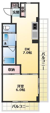 ロイヤルハイツフジ(1DK/4階)の間取り写真