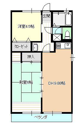シティハイム ヨコタ(2DK/2階)の間取り写真