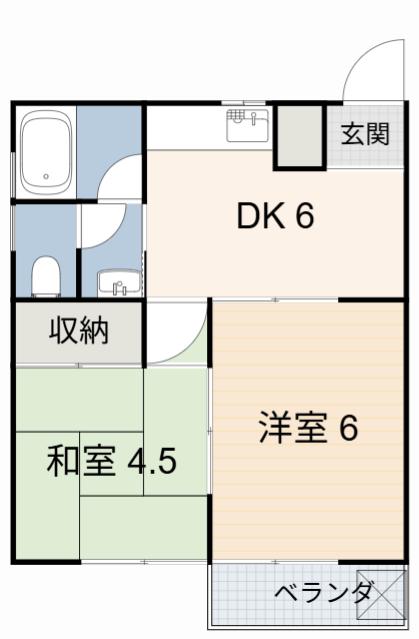 加福ハイツIII(2DK/1階)の間取り写真