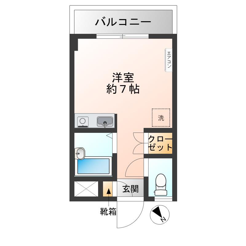 カーサKSII(ワンルーム/2階)の間取り写真