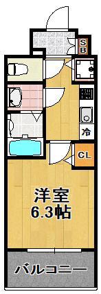 アドバンス大阪ドーム前アヴェニール(1K/7階)の間取り写真