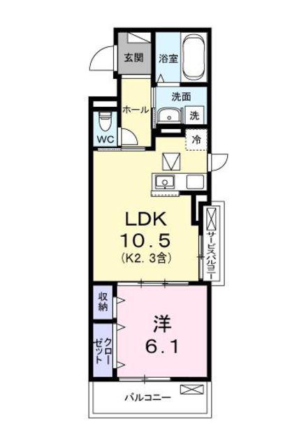キー ウエスト(1LDK/1階)の間取り写真