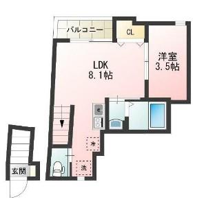 GIANZ西ケ原(1LDK/2階)の間取り写真