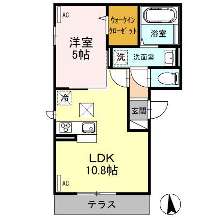 東武伊勢崎線 福居駅 徒歩6分 3階建 築10年(1LDK/1階)の間取り写真