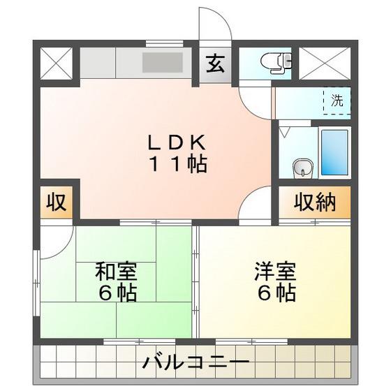 アーバンセゾン(2LDK/2階)の間取り写真