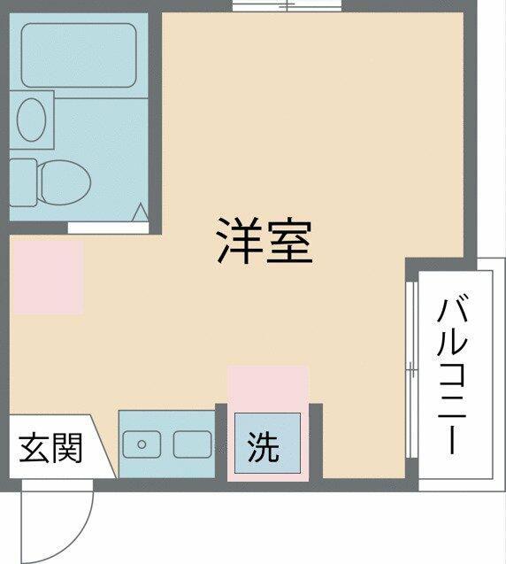 ピュアハウス(ワンルーム/2階)の間取り写真