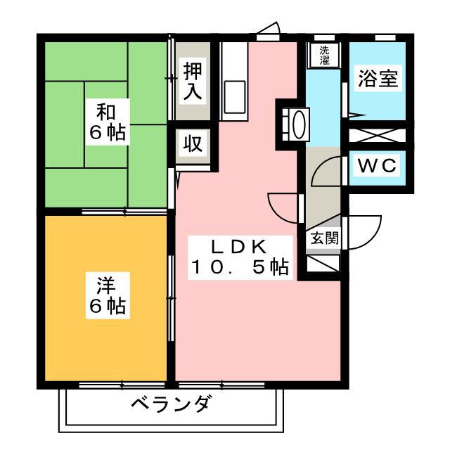 エルパティオB(2LDK/1階)の間取り写真