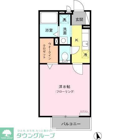 アルコバレーノ(1K/2階)の間取り写真