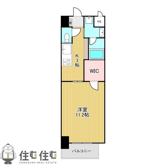 クオリア若宮町(1K/9階)の間取り写真
