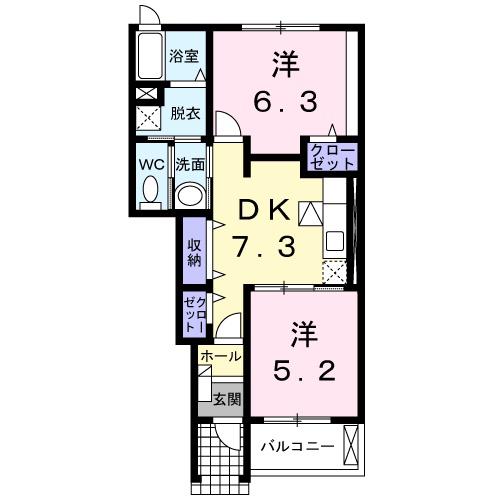 ドリーム ハウス(2DK/1階)の間取り写真