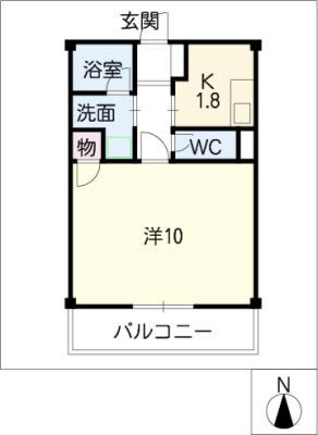 メンデルスゾーン(1K/1階)の間取り写真