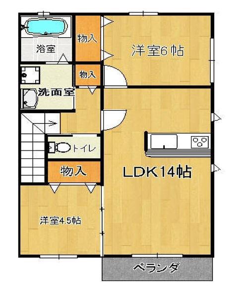 ブルーポンド(2LDK/2階)の間取り写真