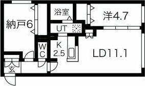 アルファスクエア琴似1条(2LDK/3階)の間取り写真