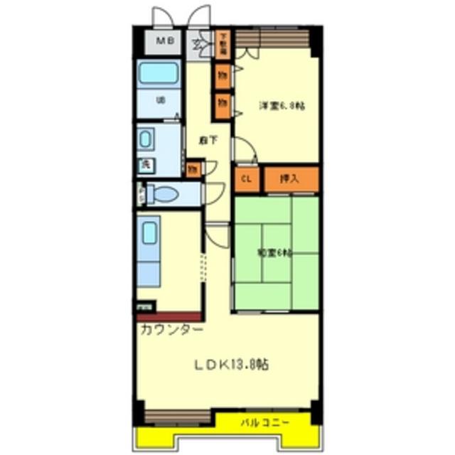 淀川パストラルコート(2LDK/6階)の間取り写真