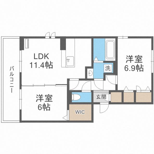 ラフィーネ伊都II(2LDK/2階)の間取り写真