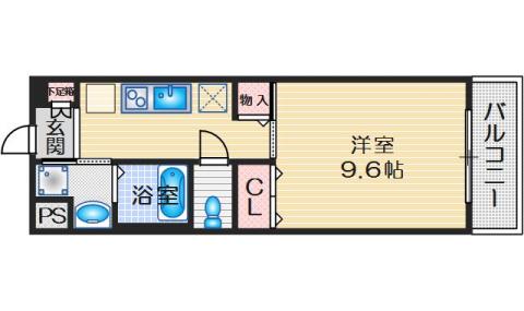 メトロノーム(1K/6階)の間取り写真