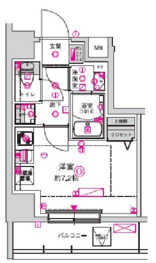 クレスト タップ 川崎港町(ワンルーム/9階)の間取り写真