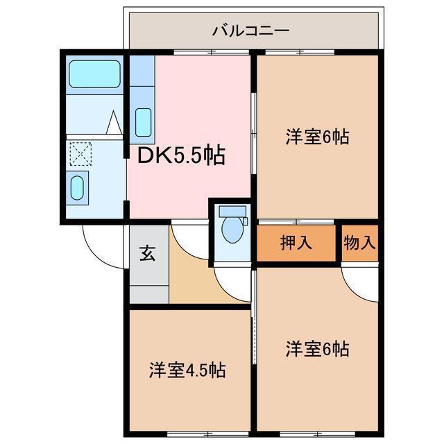 シーサイドヴィラ浮島(3DK/2階)の間取り写真