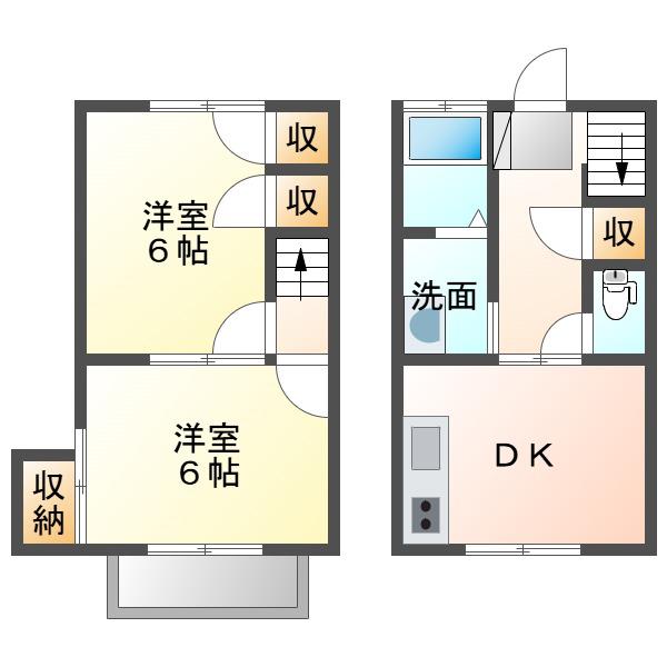 グリーンハイツ(2DK/2階)の間取り写真