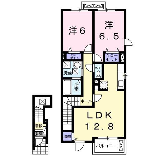 プリムローズD(2LDK/2階)の間取り写真