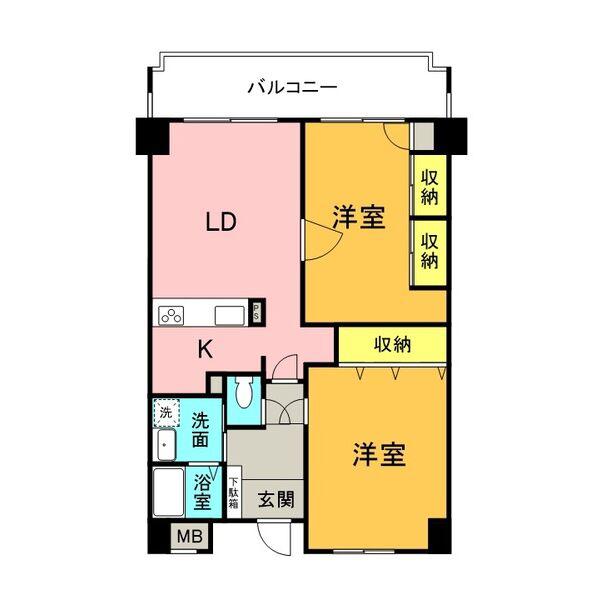 グランデ元塩(2LDK/8階)の間取り写真