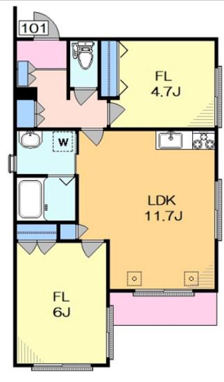 メゾン旗の台(2LDK/1階)の間取り写真