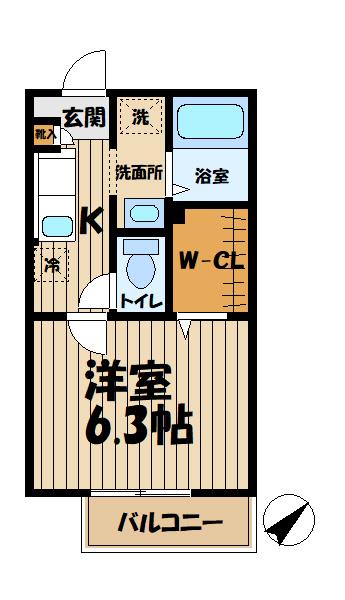 ソレジオ・カマクラ(1K/2階)の間取り写真