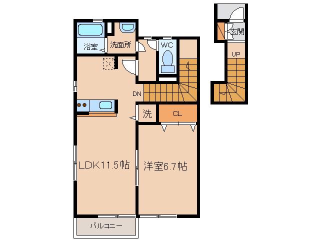 パストラル(1LDK/2階)の間取り写真