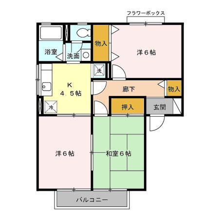 ヴィラ栗本A(3K/2階)の間取り写真