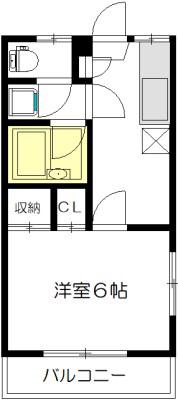 梅ヶ丘テラスB(1DK/2階)の間取り写真