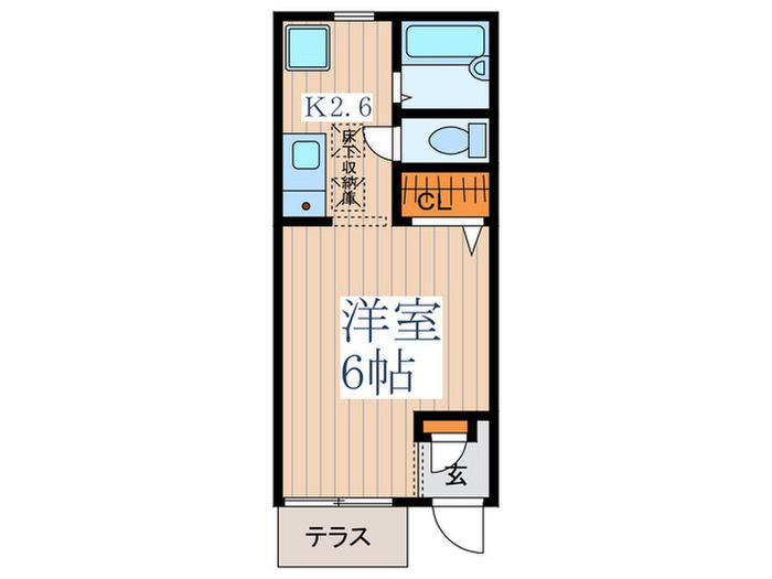 シャト-エスポワール(1K/1階)の間取り写真