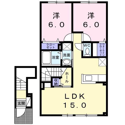 サンフィールド(2LDK/2階)の間取り写真