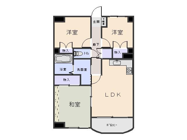 総社マンション(3LDK/3階)の間取り写真