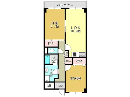 ワシントン・アベニュー(2LDK/5階)の間取り写真