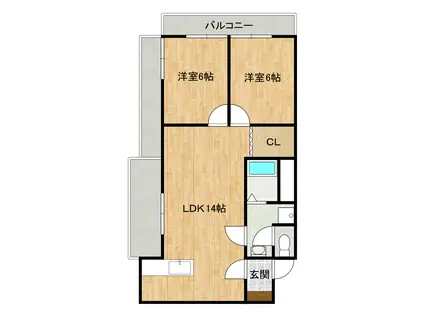 ウィンガーデン(2LDK/7階)の間取り写真