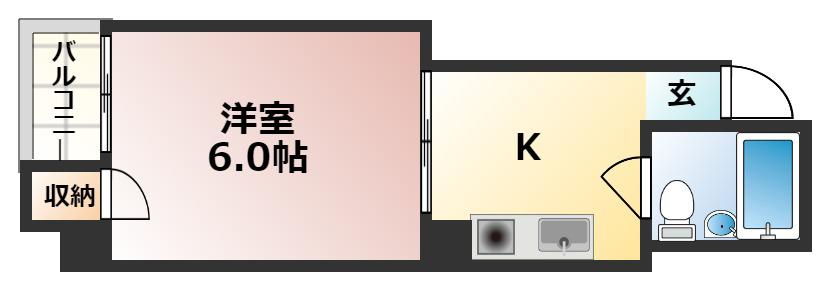 コーポラス寺町(1DK/5階)の間取り写真
