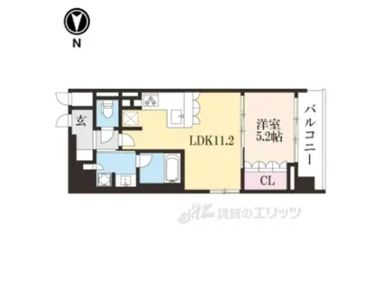 リーガル京都西陣Ⅱ(1LDK/6階)の間取り写真