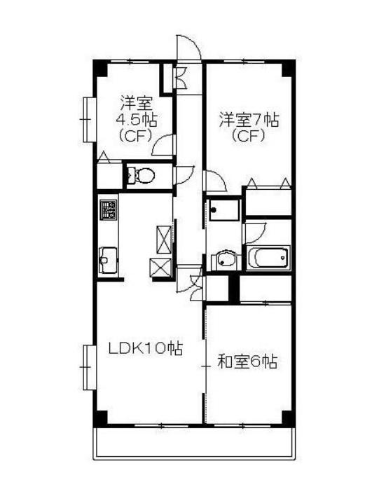 オークハウス(3LDK/4階)の間取り写真